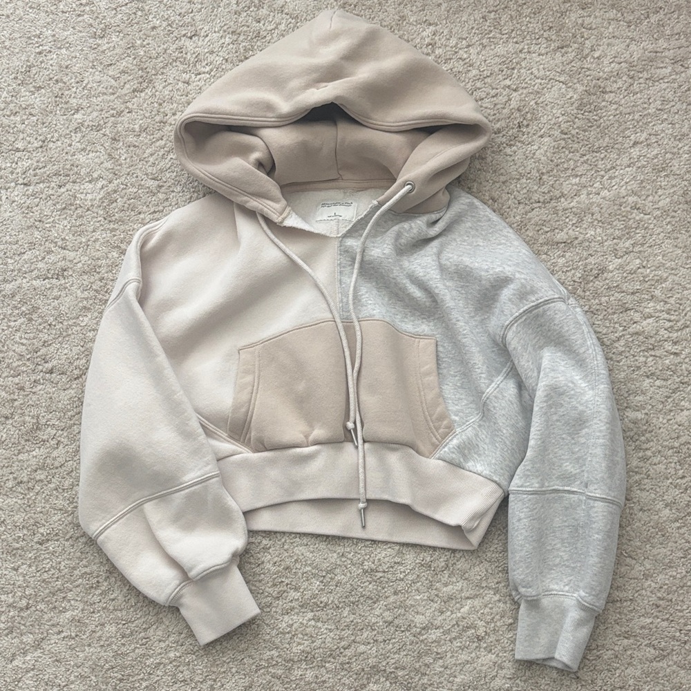 Abercrombie & Fitch Beige and Gray Hoodie